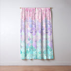 Cute Mermaid Pattern, Light Pink, Purple, Teal Window Curtain Gallery Image 3