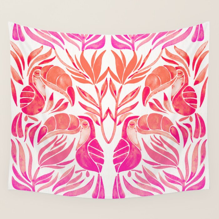 Tropical Toucans - Pink OmbrÃ© Palette Wall Tapestry Gallery Image 1