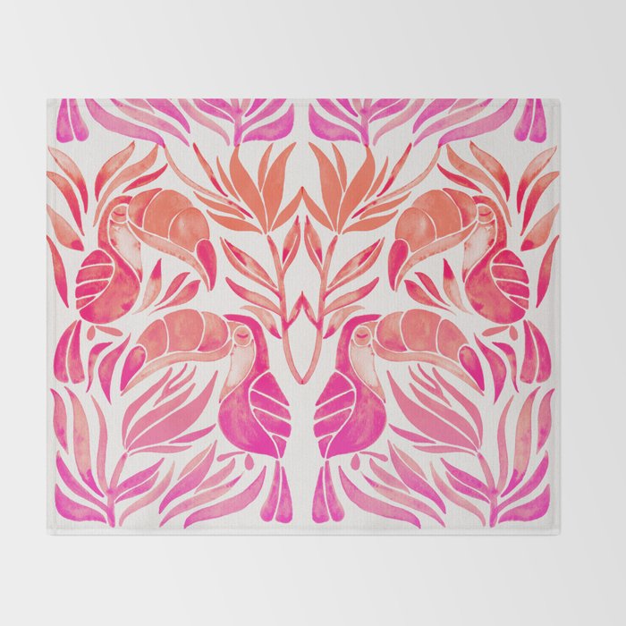 Tropical Toucans - Pink OmbrÃ© Palette Throw Blanket Gallery Image 2