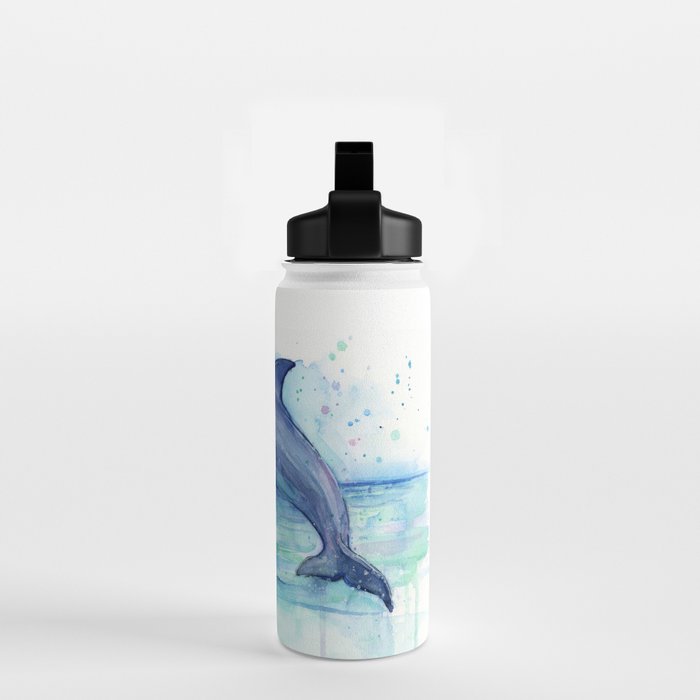 Dolphin Watercolor Sea Creature Animal Water Bottle Gallery Image 2