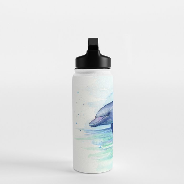 Dolphin Watercolor Sea Creature Animal Water Bottle Gallery Image 3