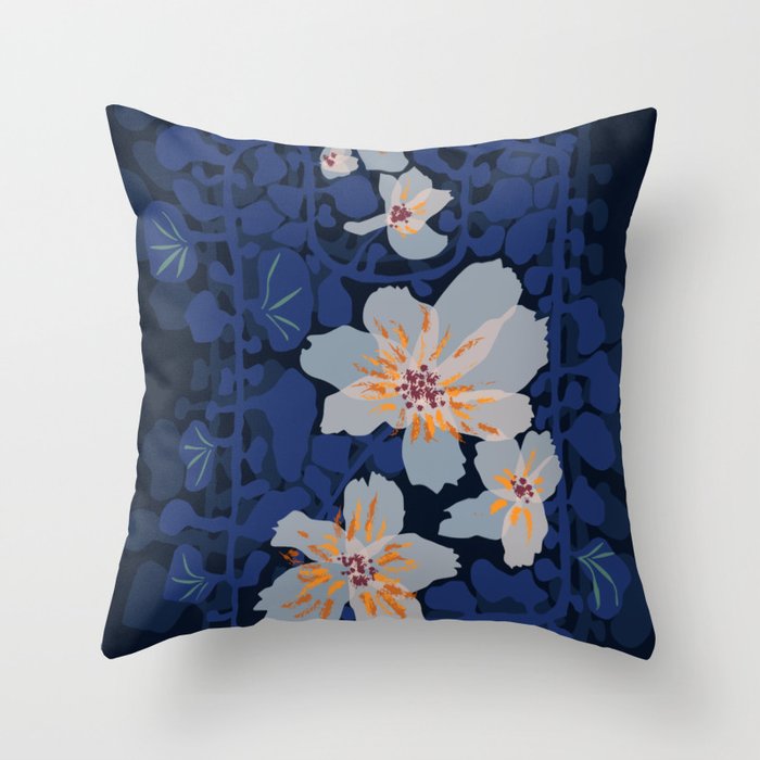 Orchid shadow blue notes Throw Pillow Gallery Image 1