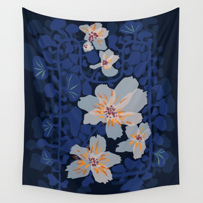Orchid shadow blue notes Wall Tapestry Gallery Image 1