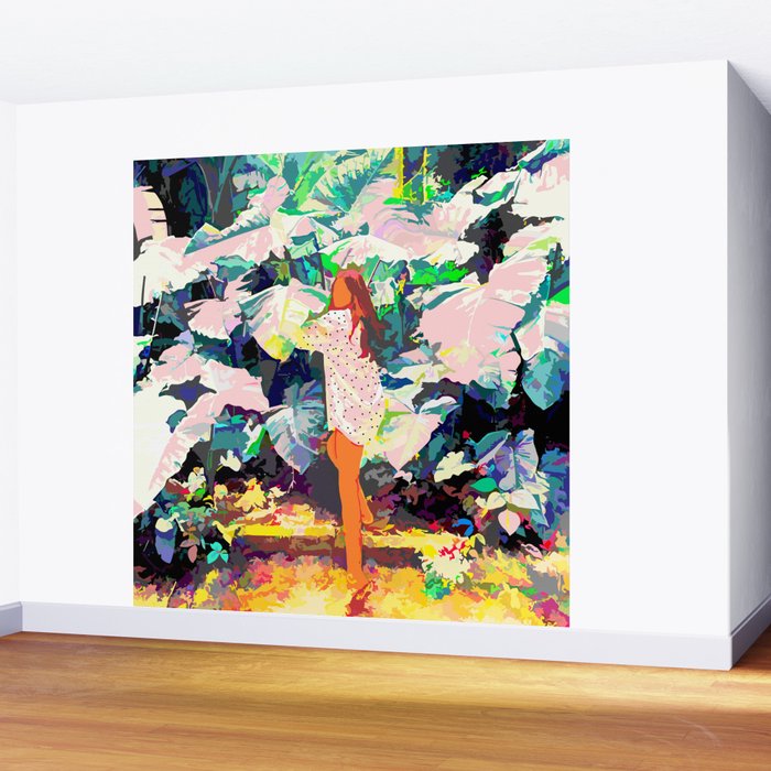 Live Quietly In a Corner Of Nature, Modern Bohemian Woman Jungle Forest Eclectic Painting Wall Mural Gallery Image 2