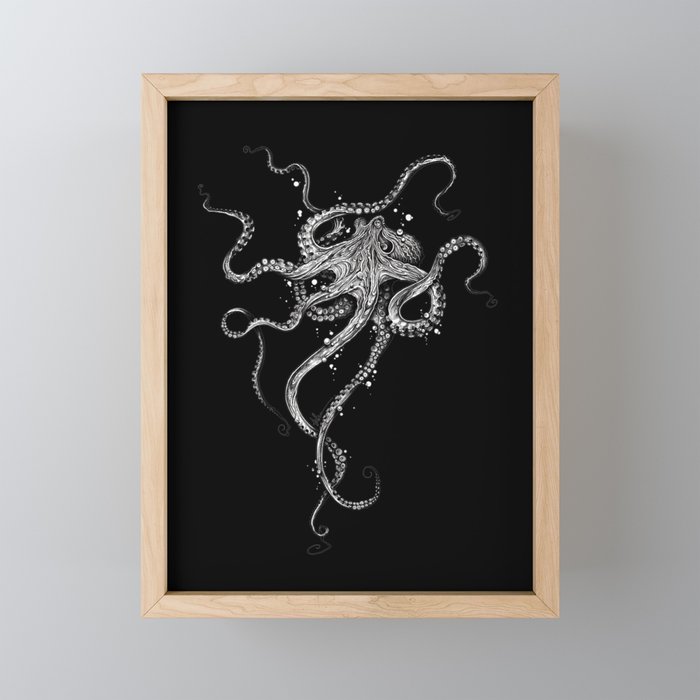 Octopus (black) Mini Art Print Gallery Image 1