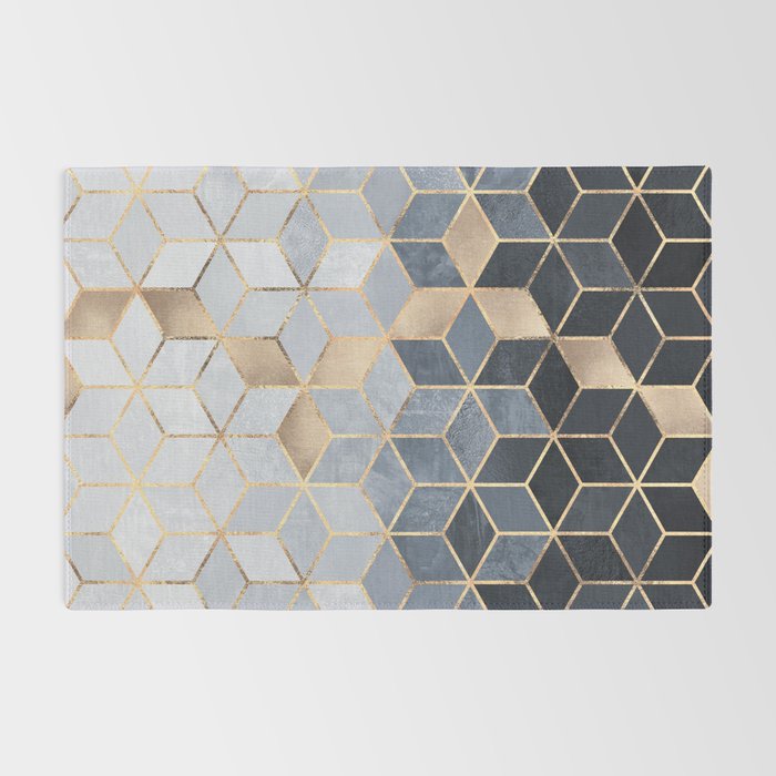 Soft Blue Gradient Cubes Rug Gallery Image 2