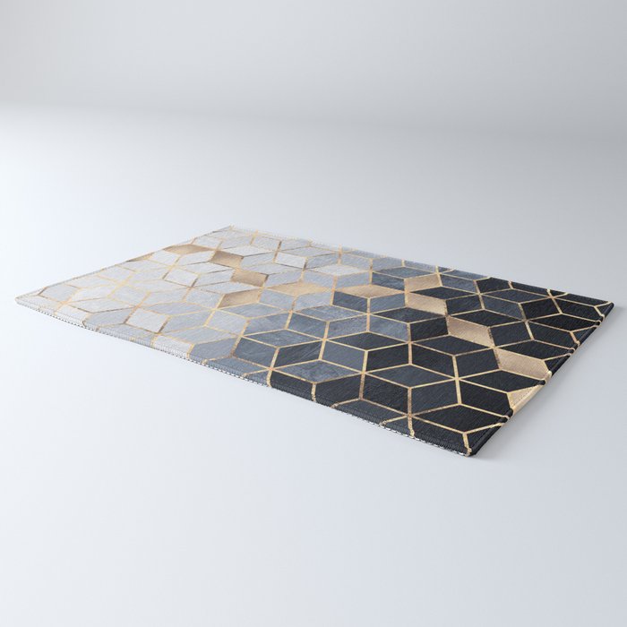 Soft Blue Gradient Cubes Rug Gallery Image 3