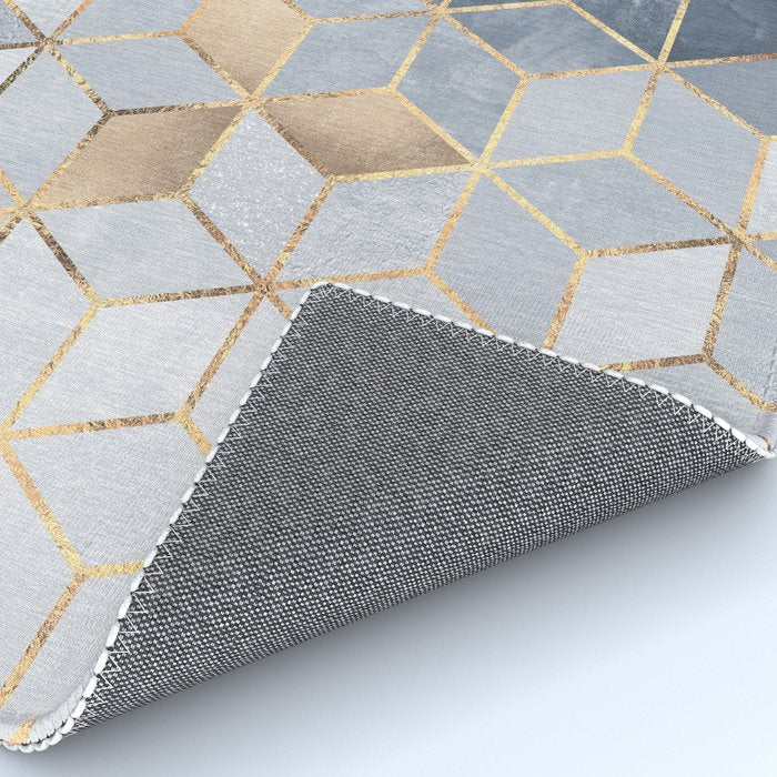 Soft Blue Gradient Cubes Rug Gallery Image 4