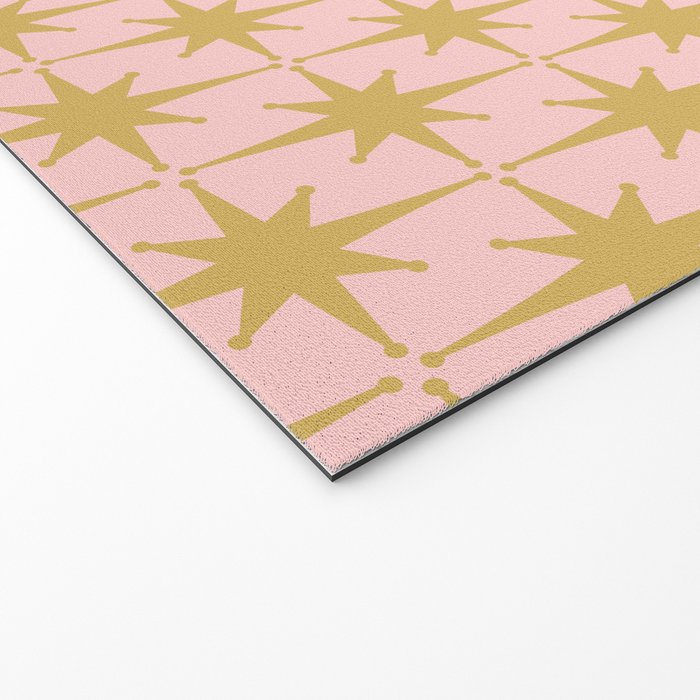 Mid Century Modern Atomic Age Starburst Pattern Pink and Gold  Welcome Mat Gallery Image 2