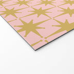 Mid Century Modern Atomic Age Starburst Pattern Pink and Gold  Welcome Mat Gallery Image 2