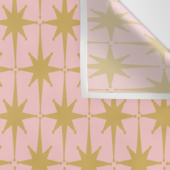 Mid Century Modern Atomic Age Starburst Pattern Pink and Gold  Wall Tapestry Gallery Image 3