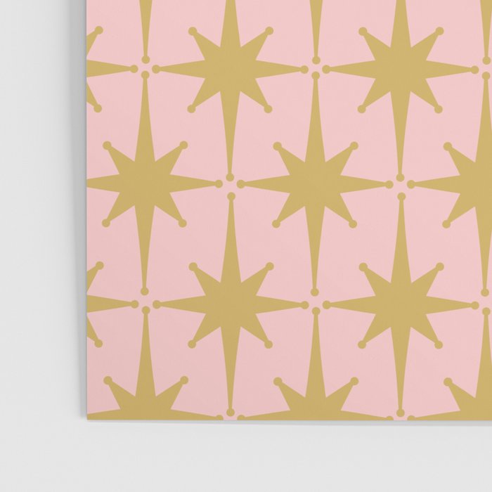 Mid Century Modern Atomic Age Starburst Pattern Pink and Gold  Poster Gallery Image 3