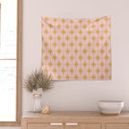 Mid Century Modern Atomic Age Starburst Pattern Pink and Gold  Wall Tapestry Gallery Image 2