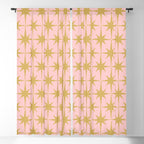 Mid Century Modern Atomic Age Starburst Pattern Pink and Gold  Window Curtain Gallery Image 5