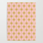 Mid Century Modern Atomic Age Starburst Pattern Pink and Gold  Poster Gallery Image 4