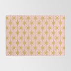 Mid Century Modern Atomic Age Starburst Pattern Pink and Gold  Rug Gallery Image 2