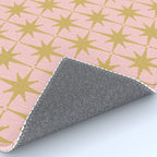 Mid Century Modern Atomic Age Starburst Pattern Pink and Gold  Rug Gallery Image 4
