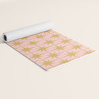 Mid Century Modern Atomic Age Starburst Pattern Pink and Gold  Yoga Mat Gallery Image 2