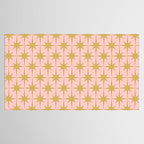 Mid Century Modern Atomic Age Starburst Pattern Pink and Gold  Tablecloth Gallery Image 2
