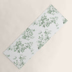 Elegant vintage green white roses shabby floral Yoga Mat Gallery Image 1