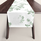 Elegant vintage green white roses shabby floral Table Runner Gallery Image 1