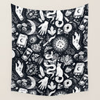 Witchy Things In Black And White Wall Tapestry Gallery Image 4