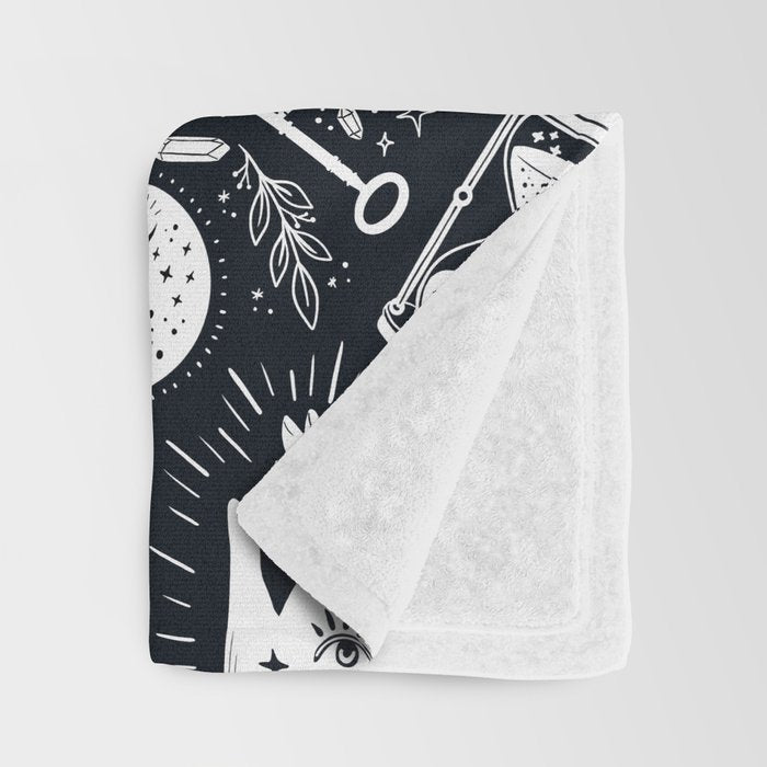 Witchy Things In Black And White Throw Blanket Gallery Image 3