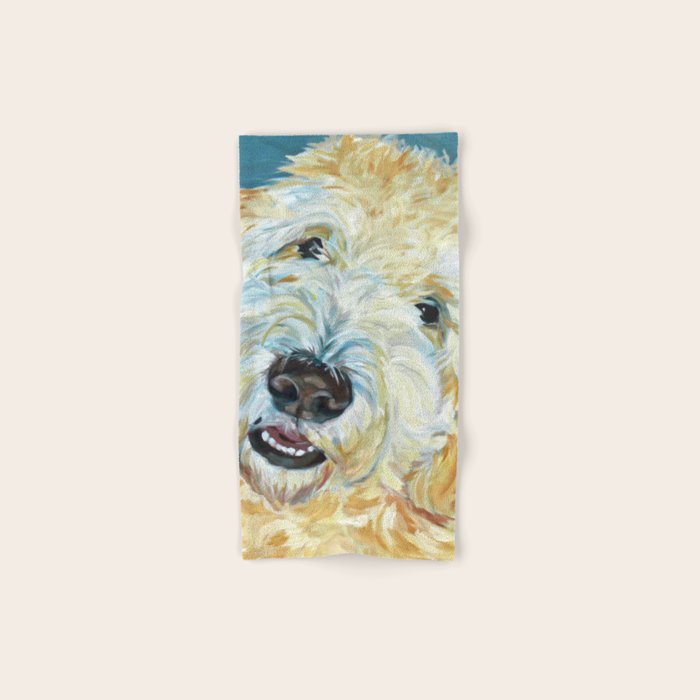 Stanley the Goldendoodle Dog Portrait Bath Towel Gallery Image 1