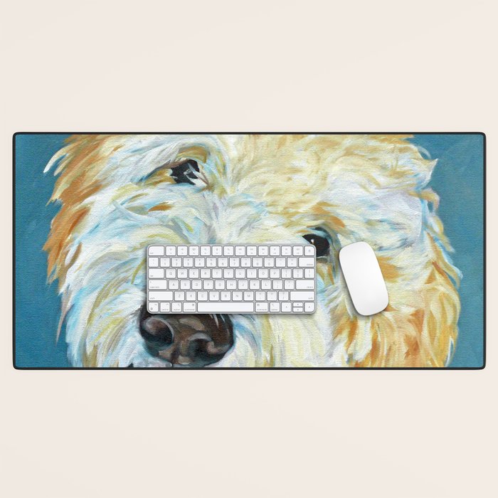 Stanley the Goldendoodle Dog Portrait Desk Mat Gallery Image 1