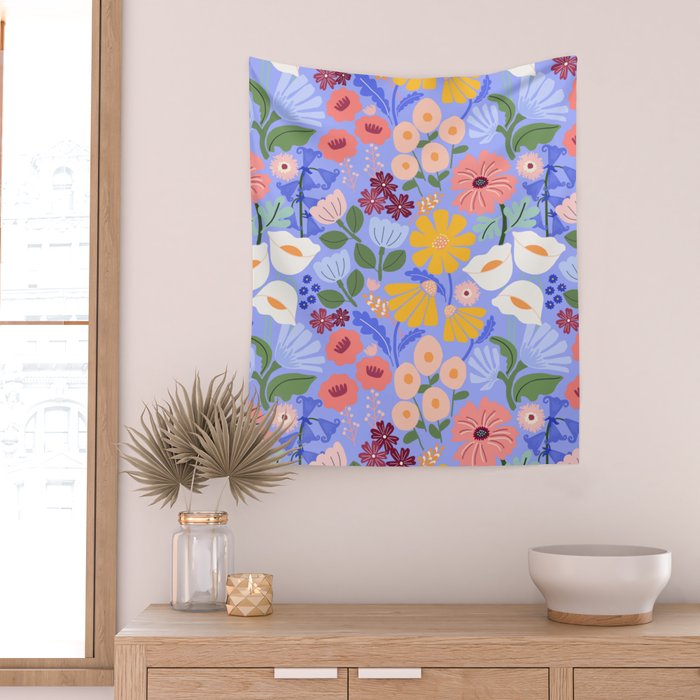 Meadow muse - periwinkle Wall Tapestry Gallery Image 2