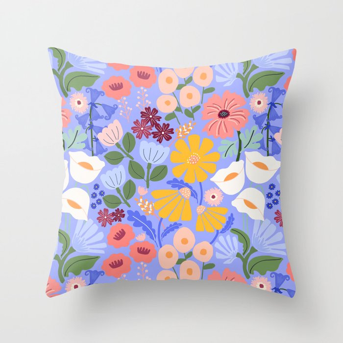 Meadow muse - periwinkle Throw Pillow Gallery Image 1