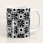 Black and white retro flower art pattern Coffee Mug Gallery Image 1