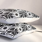 Black and white retro flower art pattern Pillow Sham Gallery Image 3