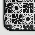 Black and white retro flower art pattern Laptop Sleeve Gallery Image 3