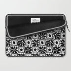 Black and white retro flower art pattern Laptop Sleeve Gallery Image 2