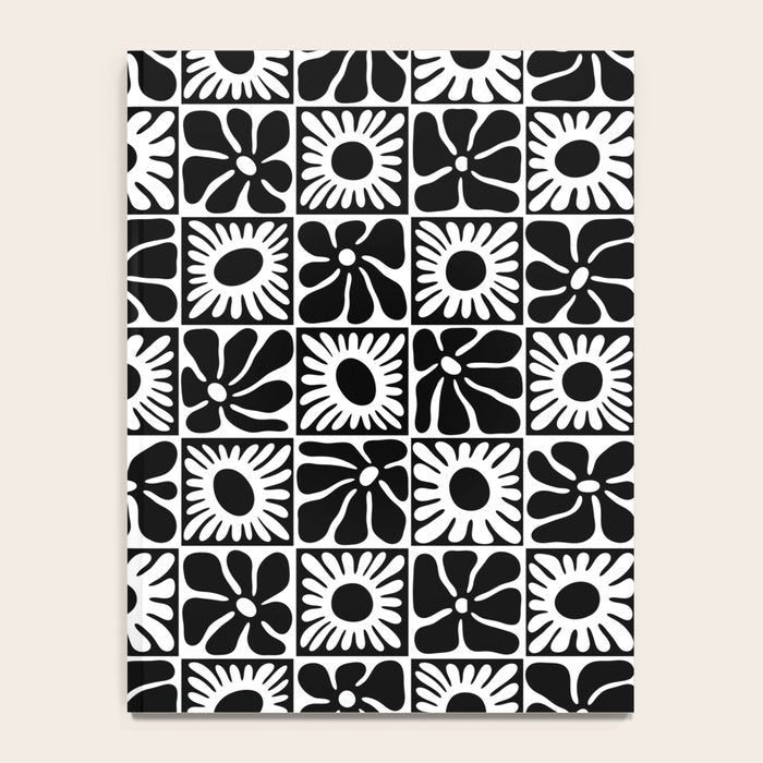 Black and white retro flower art pattern Notebook Gallery Image 4