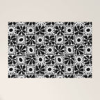 Black and white retro flower art pattern Welcome Mat Gallery Image 1