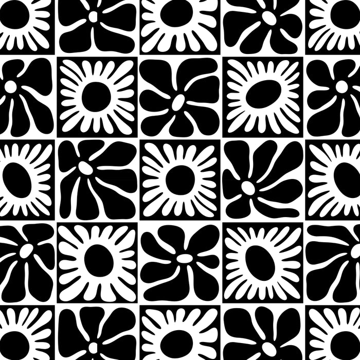 Black and white retro flower art pattern Coffee Mug Gallery Image 2