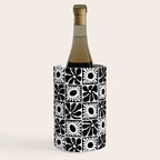 Black and white retro flower art pattern Wine Chiller Gallery Image 2