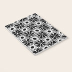Black and white retro flower art pattern Notebook Gallery Image 3