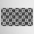 Black and white retro flower art pattern Tablecloth Gallery Image 2