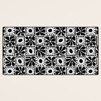 Black and white retro flower art pattern Desk Mat Gallery Image 3
