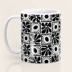 Black and white retro flower art pattern Coffee Mug Gallery Image 3