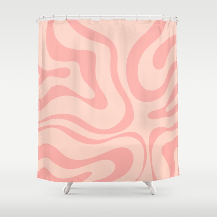 Soft Blush Pink Liquid Swirl Modern Abstract Pattern Shower Curtain Gallery Image 1