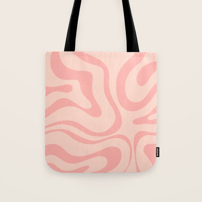 Soft Blush Pink Liquid Swirl Modern Abstract Pattern Tote Bag Gallery Image 1