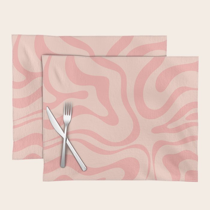 Soft Blush Pink Liquid Swirl Modern Abstract Pattern Placemat Gallery Image 1