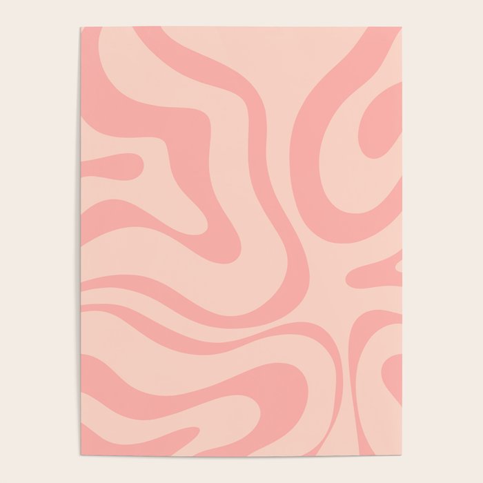 Soft Blush Pink Liquid Swirl Modern Abstract Pattern Poster Gallery Image 1