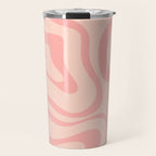 Soft Blush Pink Liquid Swirl Modern Abstract Pattern Travel Mug Gallery Image 1