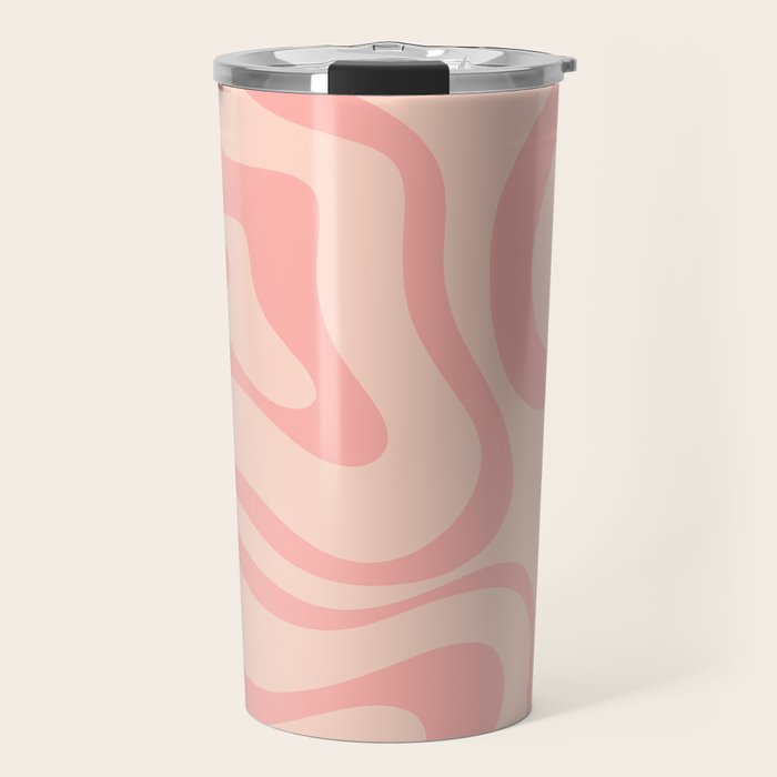 Soft Blush Pink Liquid Swirl Modern Abstract Pattern Travel Mug Gallery Image 1