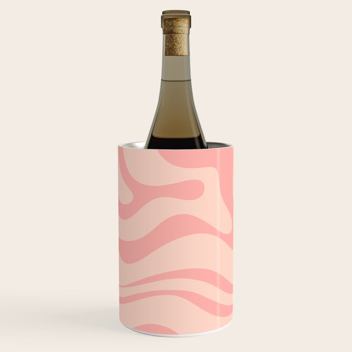 Soft Blush Pink Liquid Swirl Modern Abstract Pattern Wine Chiller Gallery Image 2